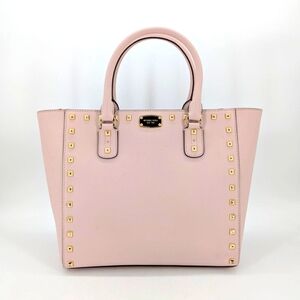 Michael Kros Large Pink Studded Tote Bag With Straps